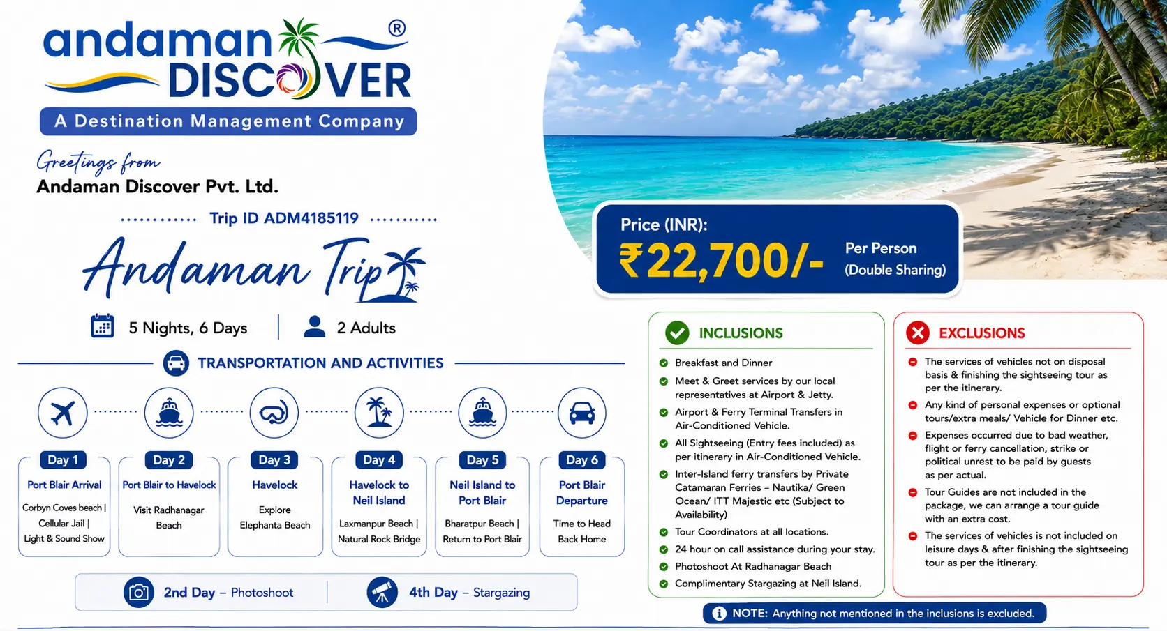 6 Days Andaman Tour Package for Couples