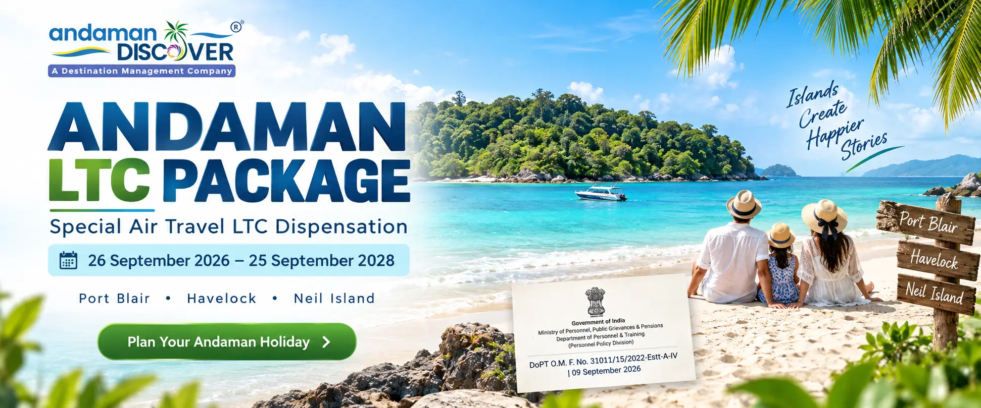 Andaman LTC Package 2026–2028: Explore the Islands with the Extended Air Travel LTC Benefit